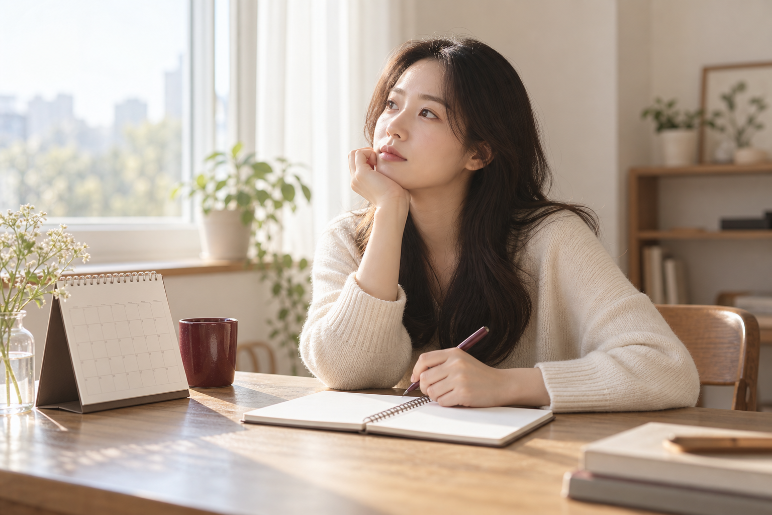 상담가와 임신 준비 계획을 정리하는 여성